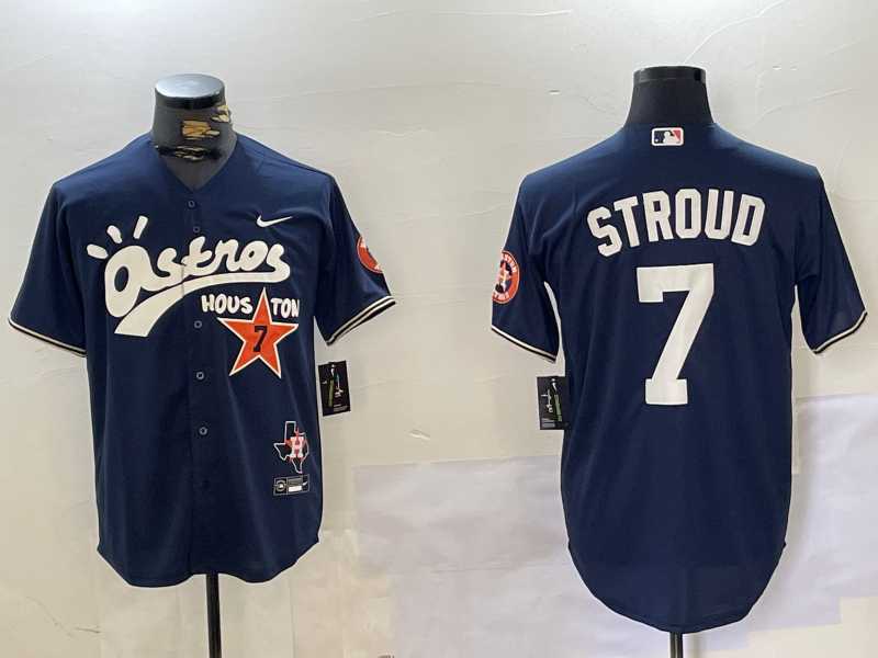 Mens Houston Astros #7 CJ Stroud Navy Cactus Jack Vapor Premier Stitched Baseball Jersey